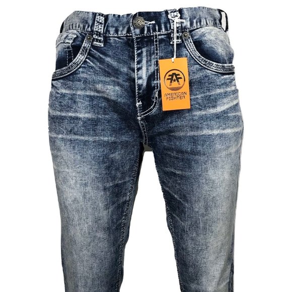 AMERICAN FIGHTER Men Denim Jeans LEGEND REVEL BRON - Picture 5 of 12
